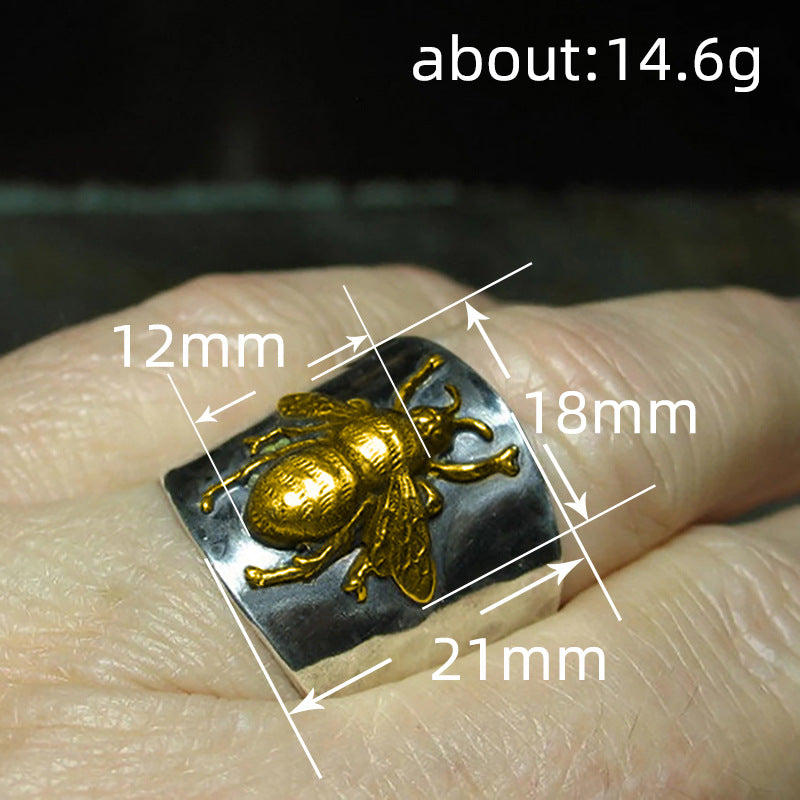 Vintage Hammered Two-tone Bee Ring