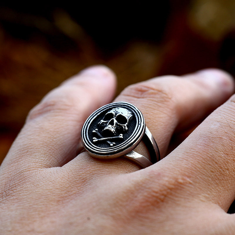 Cross Bones Stainless Steel Skull Ring