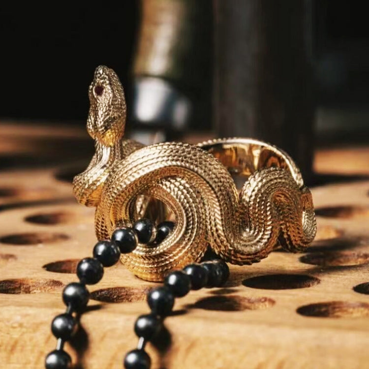 Realistic Snake Gold-plated Ring