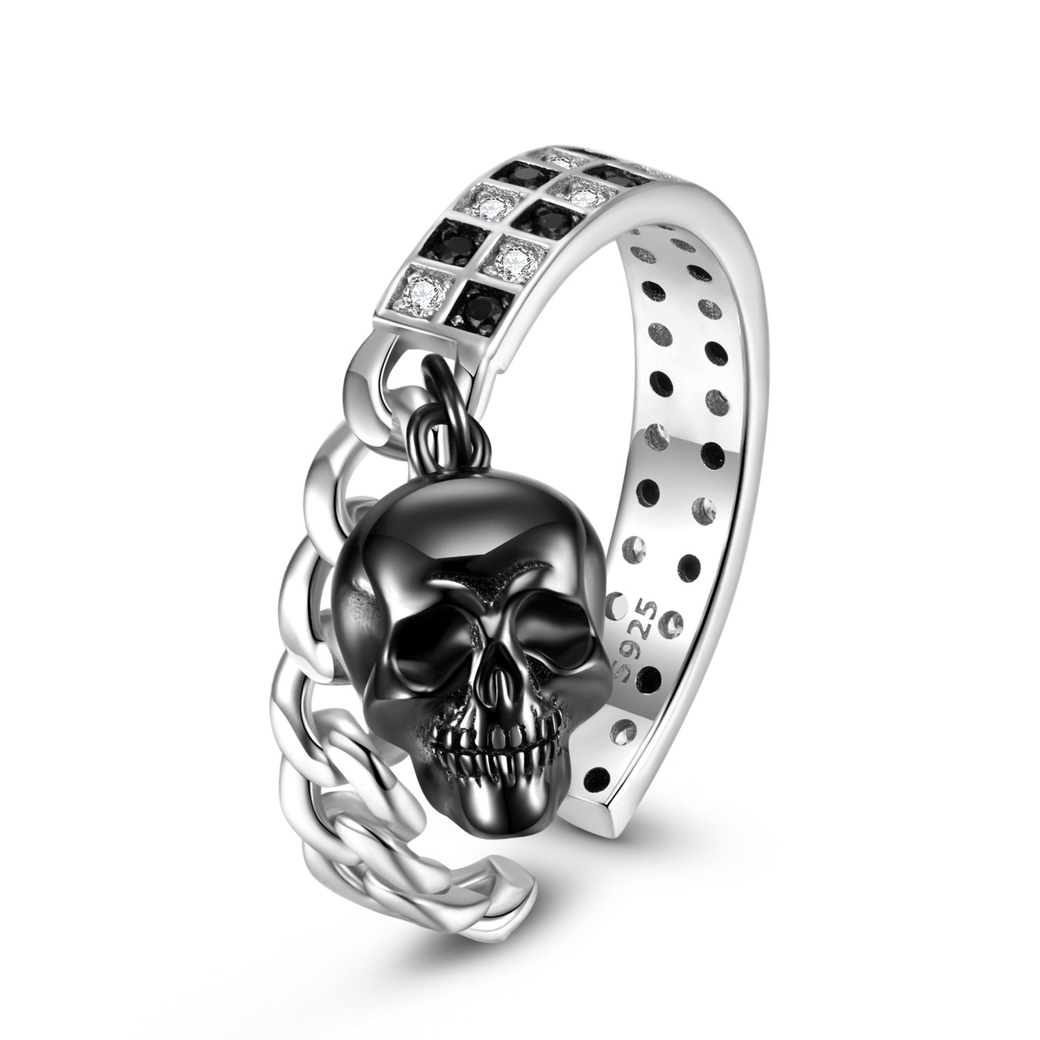 Dangling Skull Sterling Silver Unique Ring