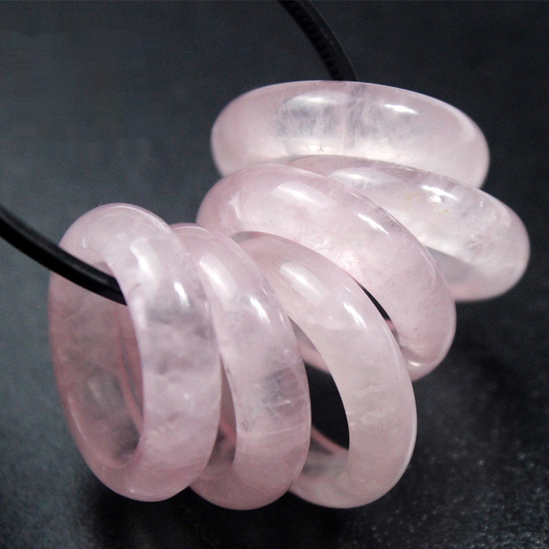 Natural Rose Quartz Band Simple Ring