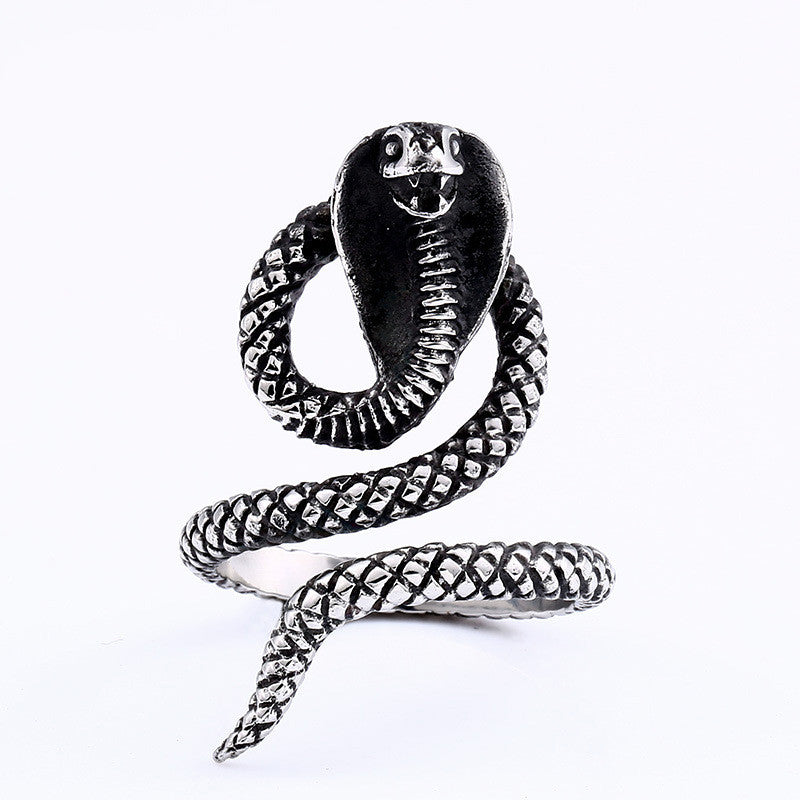 Men's Vintage Steel Cobra Ring