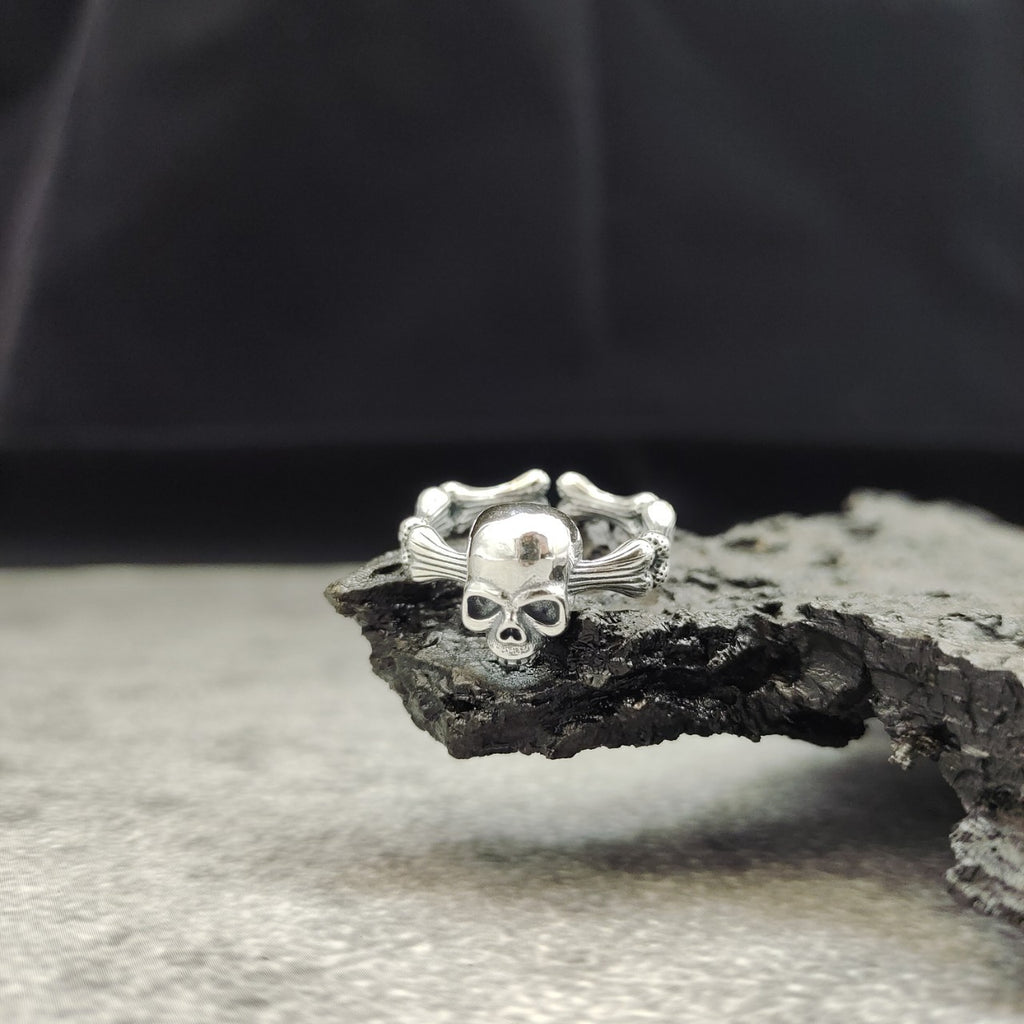 Silver Skull and Crossbones Open Ring