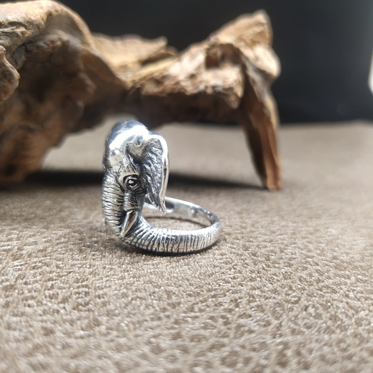 Sterling Silver Elephant Bust Unique Ring