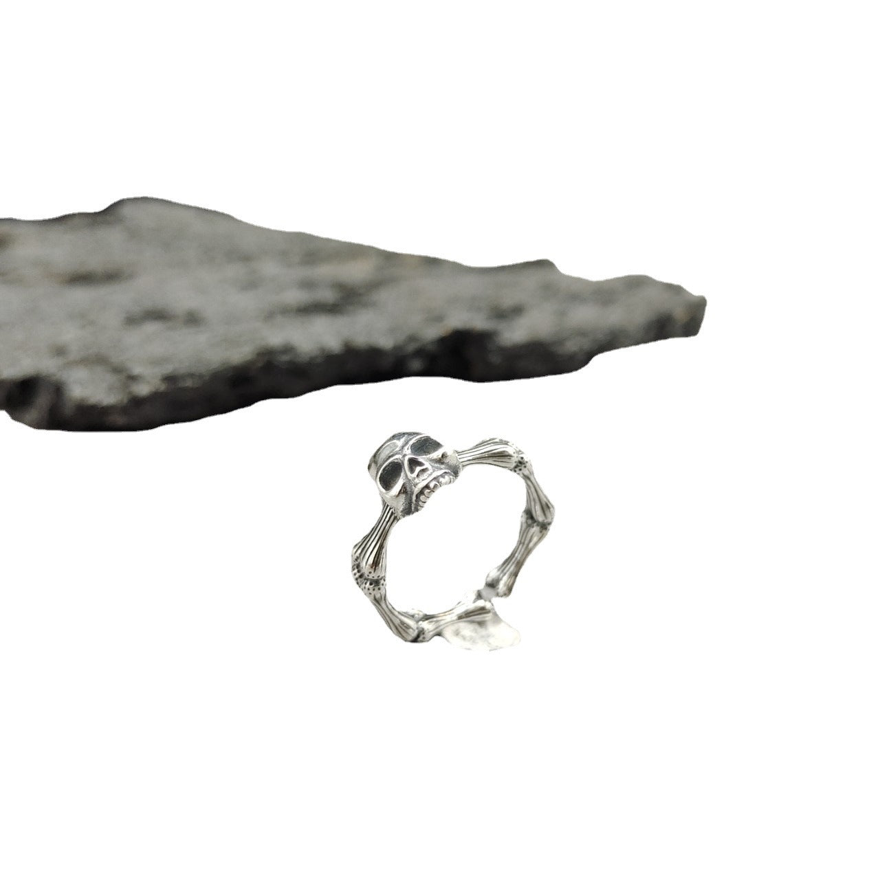 Silver Skull and Crossbones Open Ring