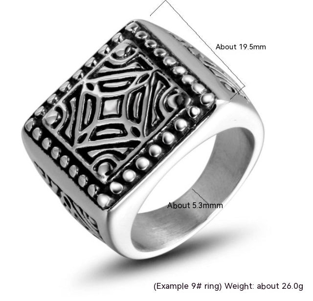 Men's Trendy Square Geometric Pattern Ring