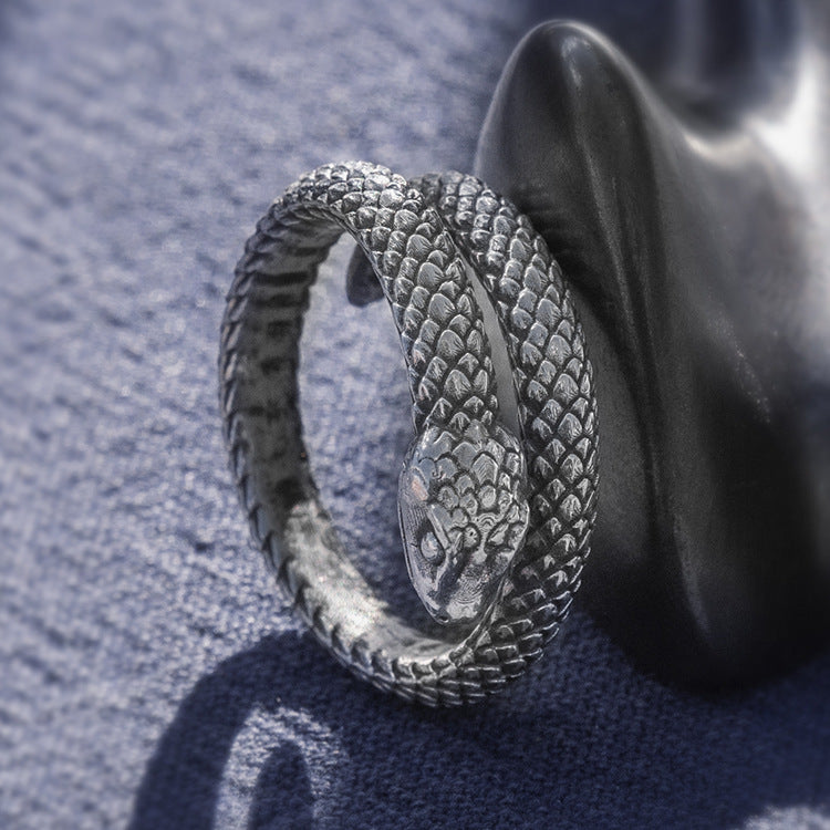 Sterling Silver Distressed Snake Ring