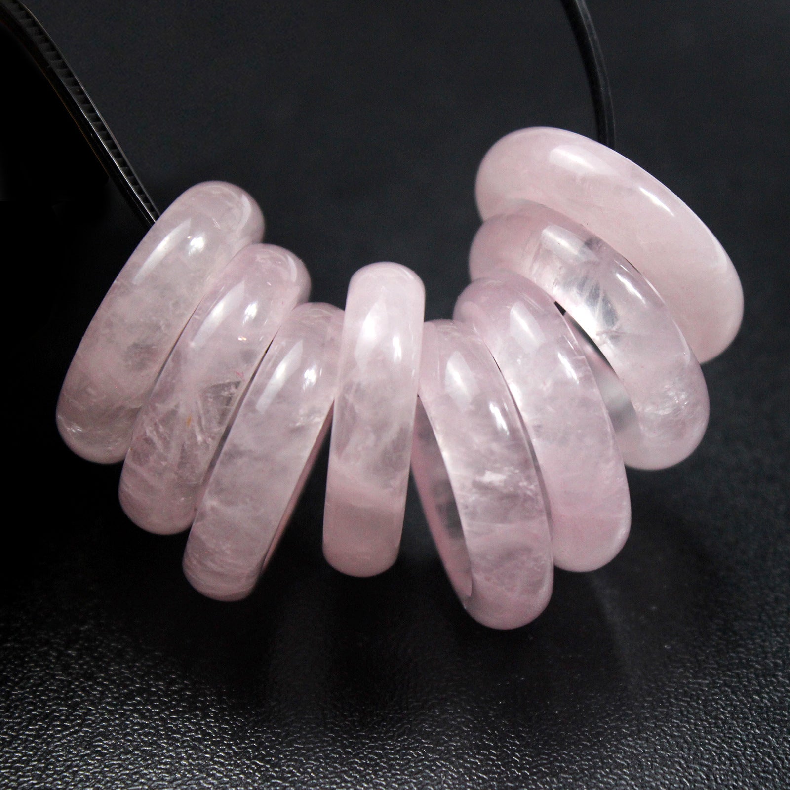 Natural Rose Quartz Band Simple Ring