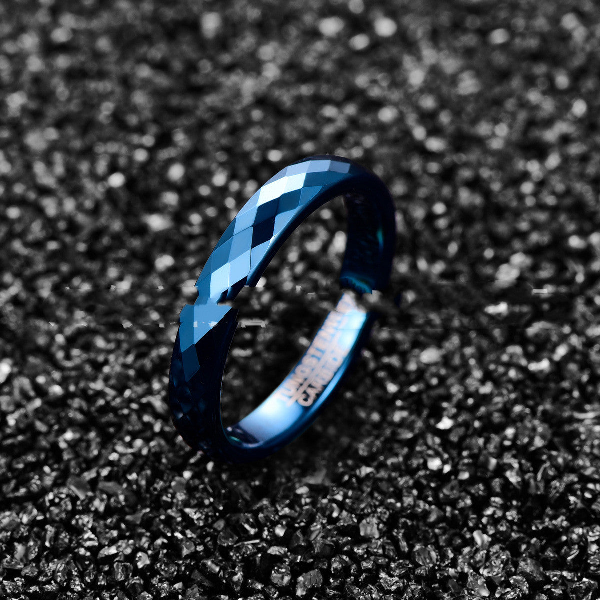 Blue Tungsten Cut Ring