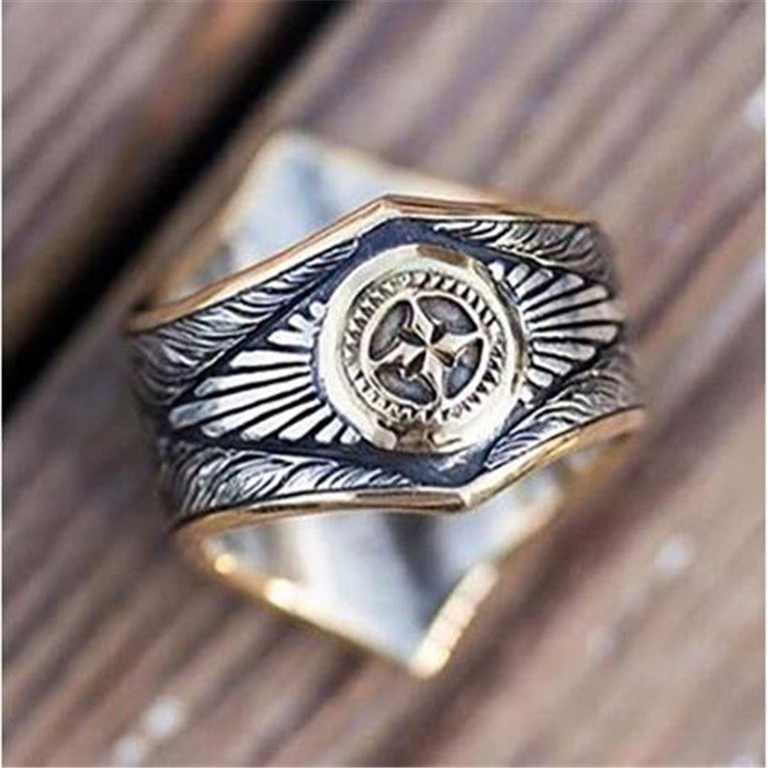 Men's 8 Pointed Star Two-Toned Ring