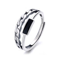 S925 Sterling Silver Distressed Black Epoxy Ring