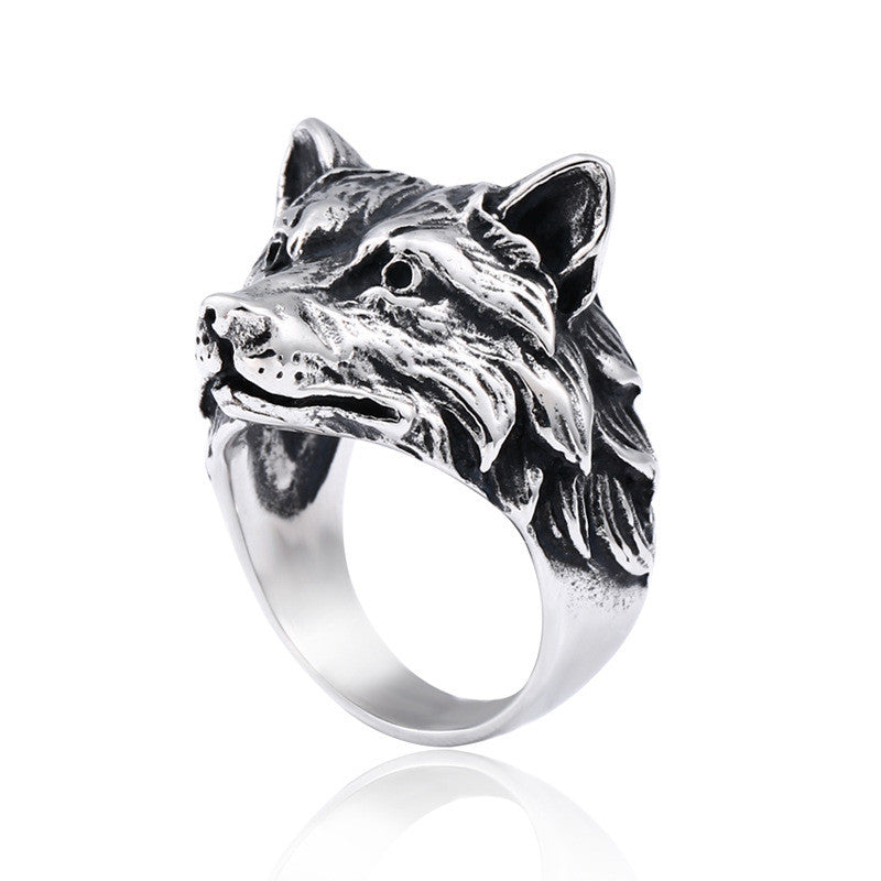 Stainless Steel Wolf Head Ring