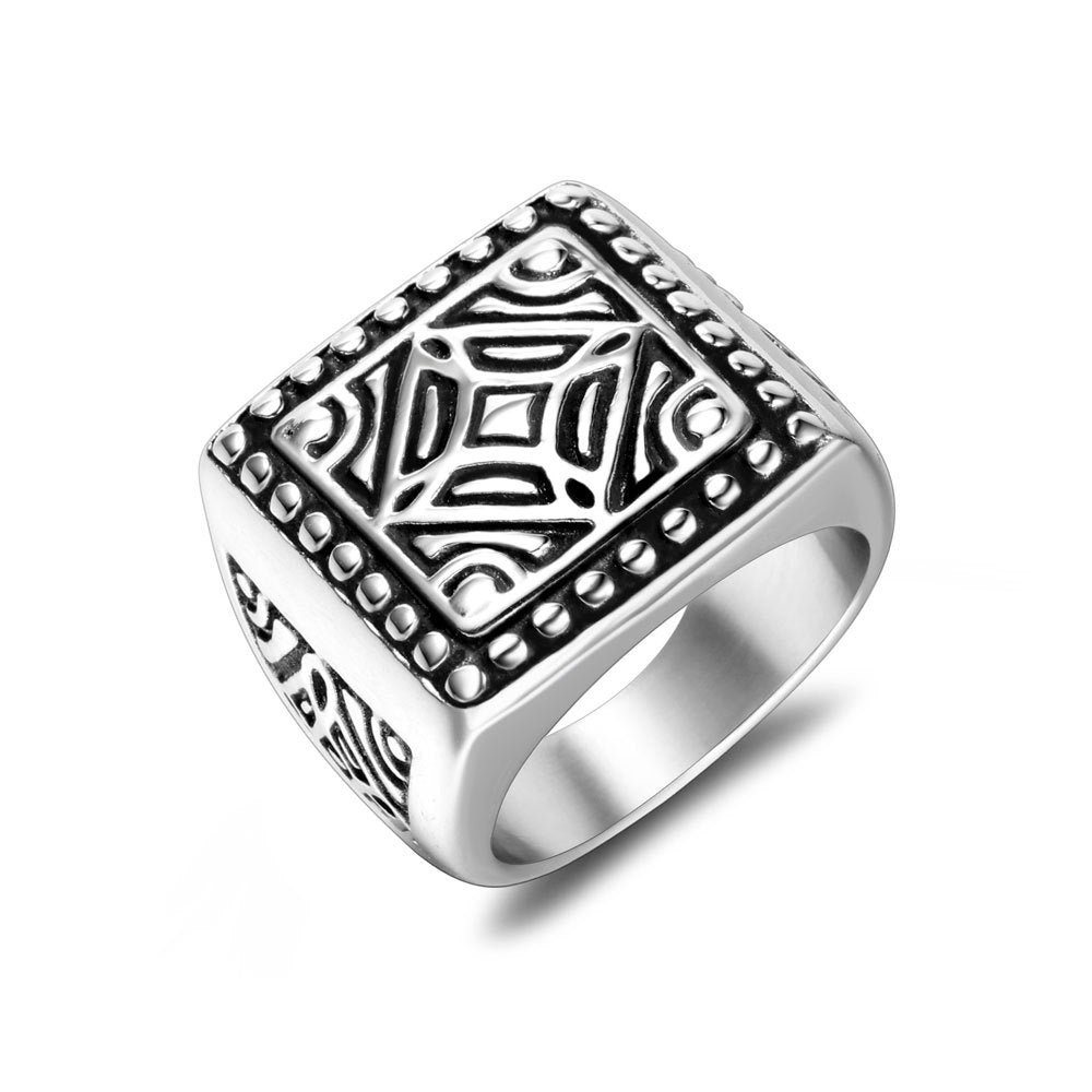 Men's Trendy Square Geometric Pattern Ring