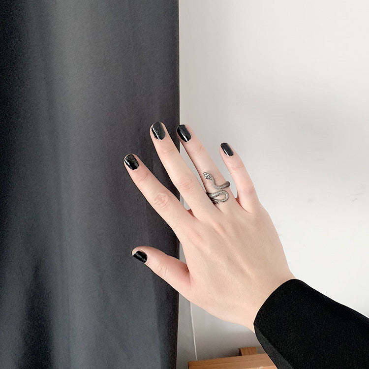 Black Silver Snake Ring