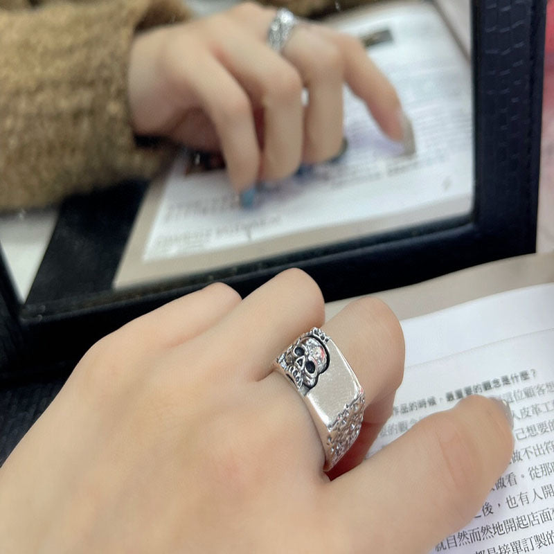 Geometric Sterling Silver Skull Ring
