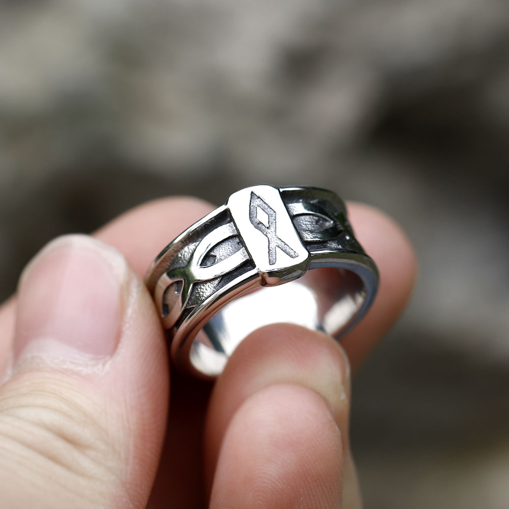 Vintage Viking Rune Titanium Steel Ring