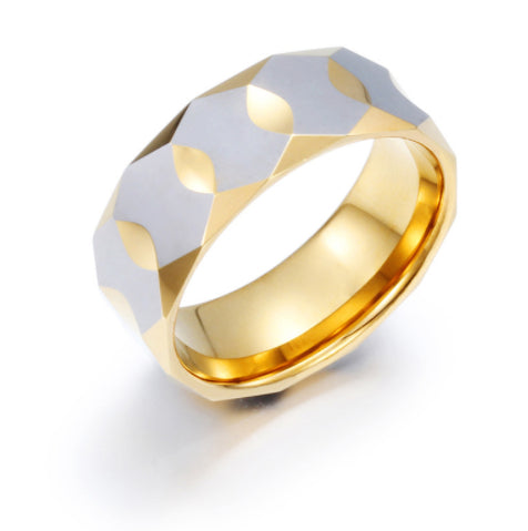Tungsten Steel Mirror Diamond Cut Ring