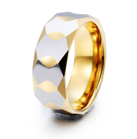Tungsten Steel Mirror Diamond Cut Ring