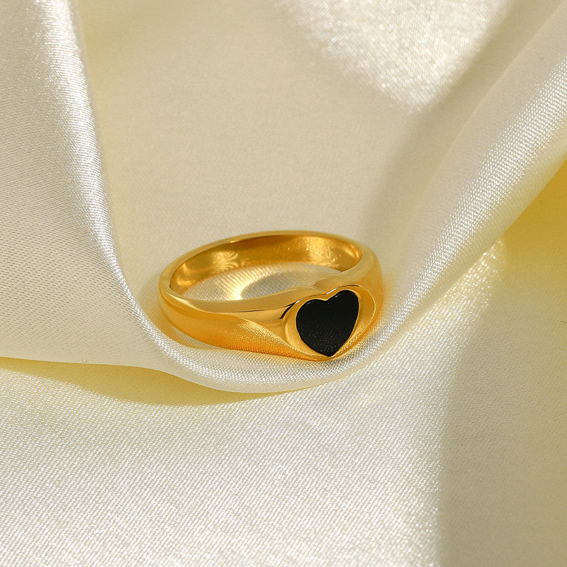 Black Heart-shaped Signet Ring