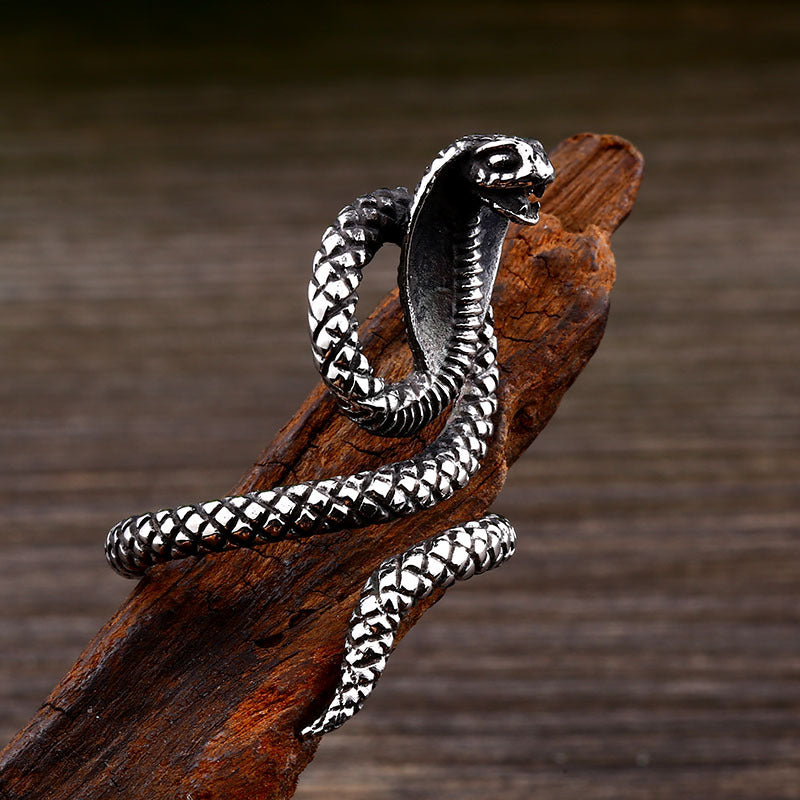 Men's Vintage Steel Cobra Ring
