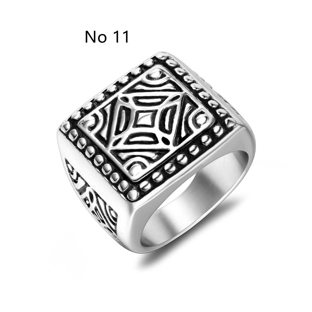 Men's Trendy Square Geometric Pattern Ring