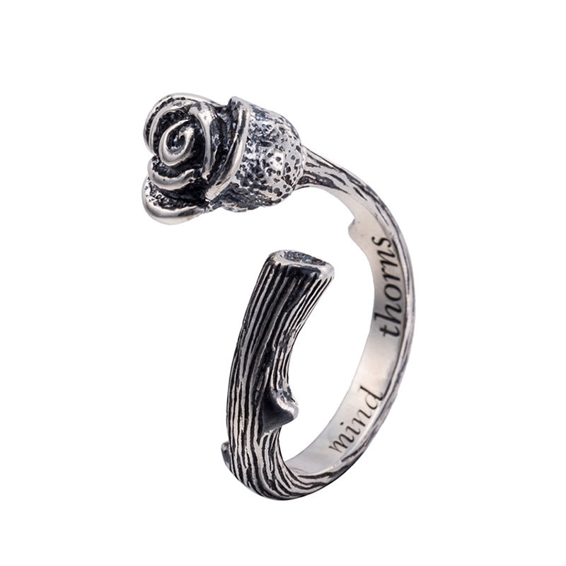 Dark Dream 925 Sterling Silver Rose Ring