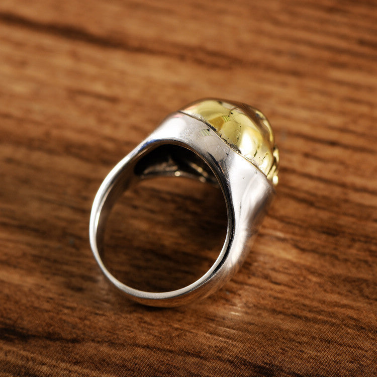 S925 Silver Side Domineering Skull Ring