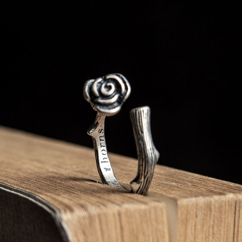 Dark Dream 925 Sterling Silver Rose Ring
