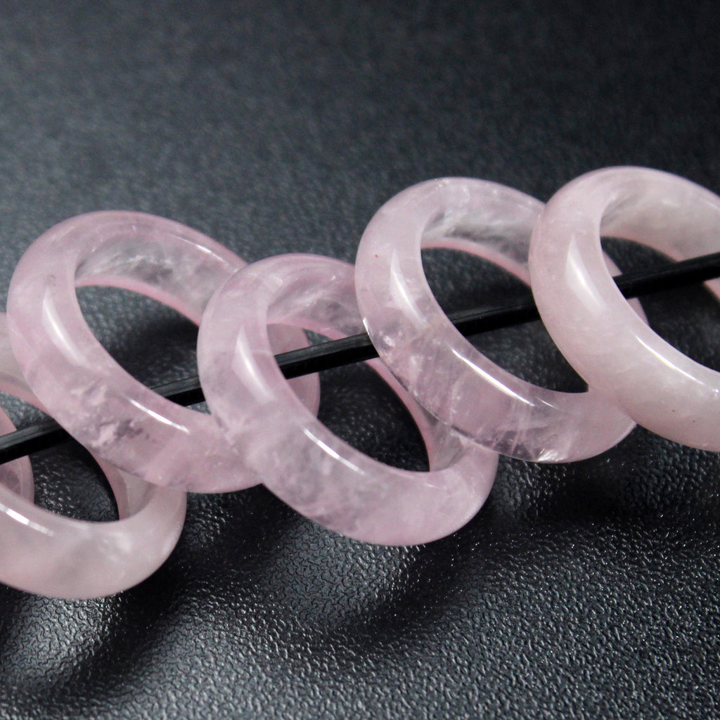 Natural Rose Quartz Band Simple Ring