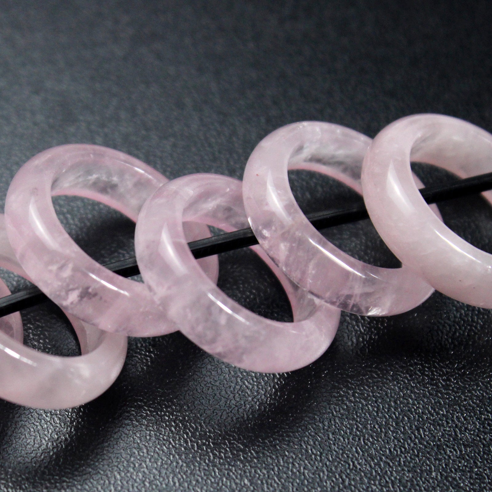 Natural Rose Quartz Band Simple Ring