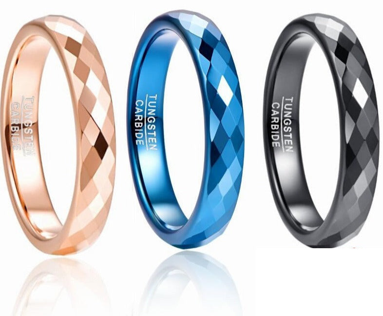 Blue Tungsten Cut Ring