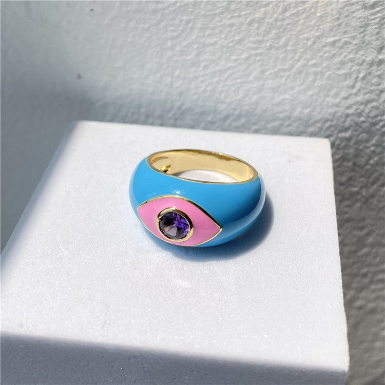 Colorful Drip Eye Statement Ring